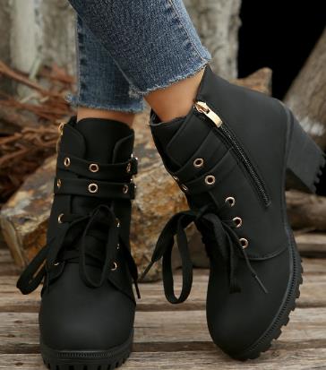 Botte à Talon en Cuir Violette